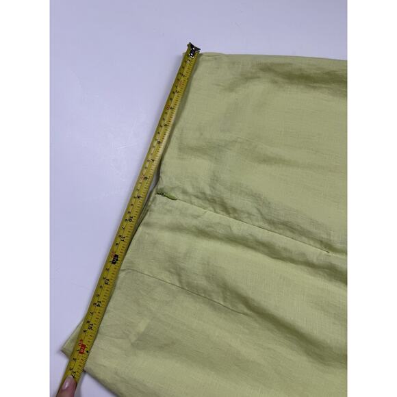 Lime Green 100% Linen Midi Skirt M/L High Slit United Colors Of Benetton - Picture 5 of 9